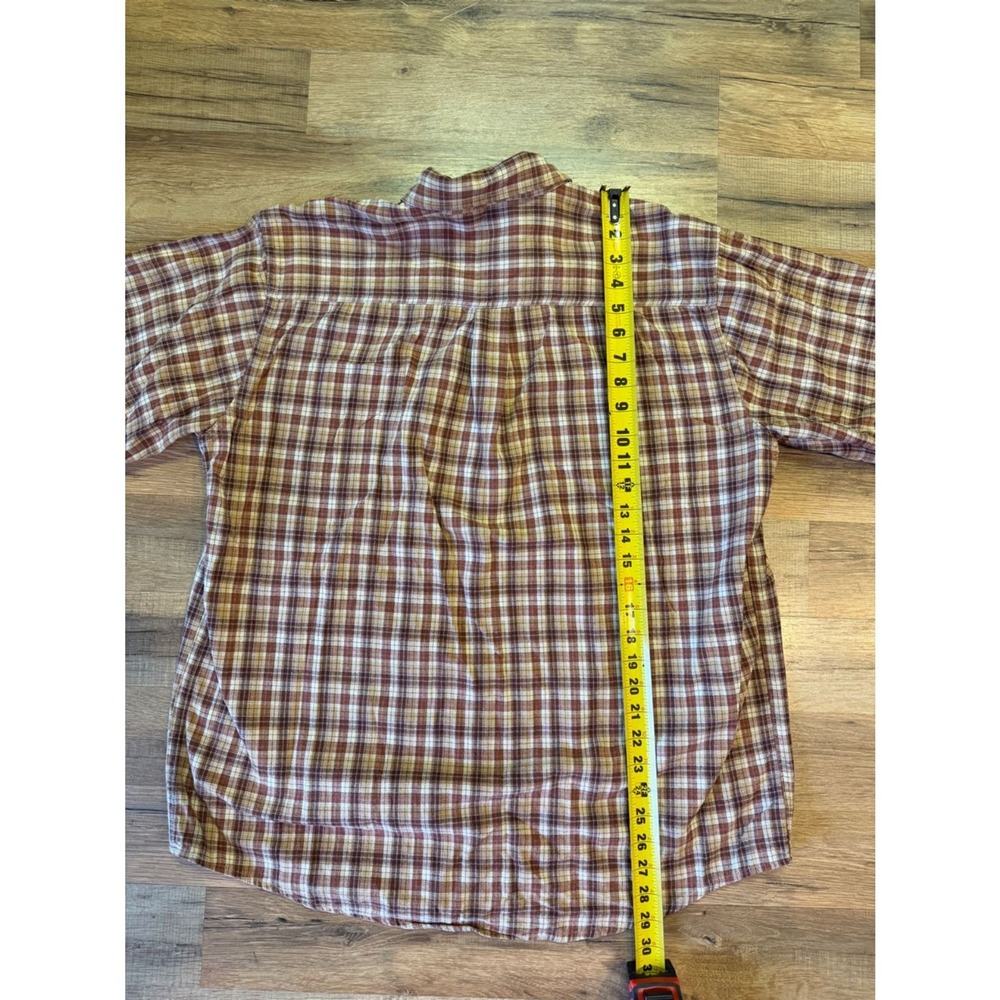 Vintage 90's LL Bean Large Cotton Brown Plaid Flannel Button Up Made In Canada - Picture 5 of 5